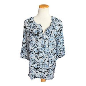Womens Willi Smith Paisley 3/4 Sleeve Flowy Top - Sz M